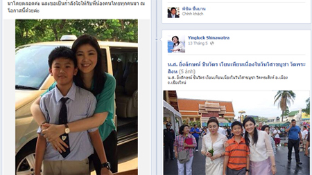 Trang Facebook của bà Yingluck